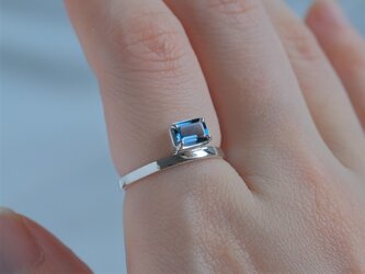 Rectangle ring　ロンドンブルートパーズ　天然石シルバーリング　silver925