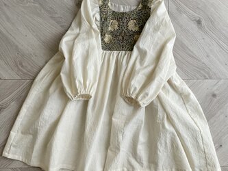 （１００ｃｍ）puffed sleeves dress／William Morris Pimpernel brownの画像