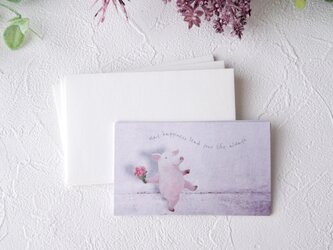 メッセージカード封筒セット（花束とこぶた・5組+1枚）の画像