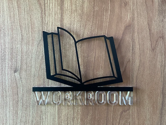 （送料無料）ルームサイン WORKROOM ドア用 3Dアイコン クリア文字の画像