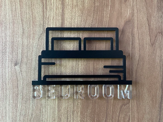 （送料無料）ルームサイン BEDROOM ドア用 3Dアイコン クリア文字の画像