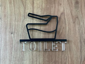 （送料無料）ルームサイン TOILET ドア用 3Dアイコン クリア文字の画像