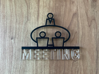 （送料無料）ルームサイン MEETING ドア用 3Dアイコン クリア文字の画像