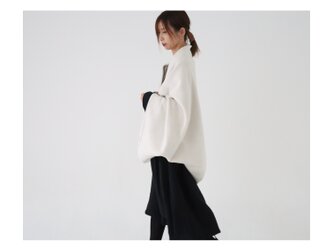 秋冬3way大人の高級メルトンフリースストール／ストールにもアウターにもブランケットにも使い方色々／アイボリーの画像