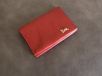 栃木レザー　手縫いのカードケース　（赤）の画像