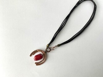 珊瑚と銅のネックレス、秋色チョーカーの画像
