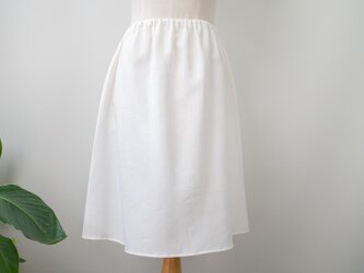 ★一枚限定【ショート丈】秋冬向き中厚リネンのシンプルペチコート(オフホワイト・53cm丈・W59-94・H94-108)の画像