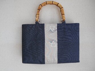 大島紬のトートバッグの画像