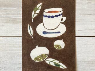 ポストカード2枚セット・型染め「栗とコーヒー」の画像