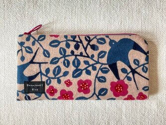 型染め 長財布「つばめと花」の画像