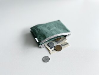 【mini wallet】ポリエチレン素材 / ３つの収納スペース / ターコイズグリーンの画像