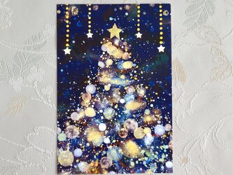 クリスマスポストカード雪と星の夜（３枚セット）の画像