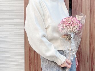 大人かわいい袖コンシャスニット・セーター（アイボリー）22019【新作】の画像