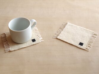 手織りコースター　四角ブラックの画像