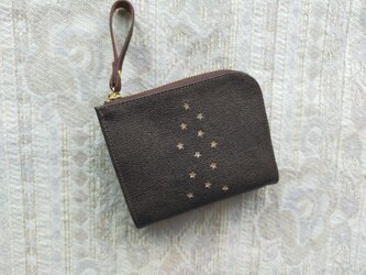 革財布『天の川』パールBLACK（二つ折りミニ財布）ヤギ革の画像