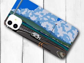 湘南イラスト・スマホケース（HC型）iPhone&Android対応　長者ヶ崎のコーナーとトヨタ2000GTのイラストの画像