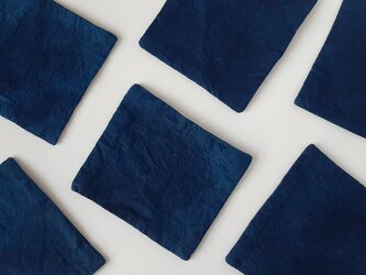 stitch coaster  2set  ＿　藍染め　倉敷の布の画像