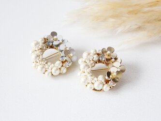 【Gold】LetherJewel パールブローチの画像