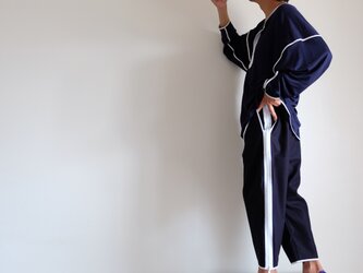 新作・ZIPサイドライントラックパンツ / 圧縮ウールジャージー【 ネイビー 】の画像
