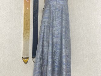 大島紬スタンドカラーAラインワンピース　月代の画像