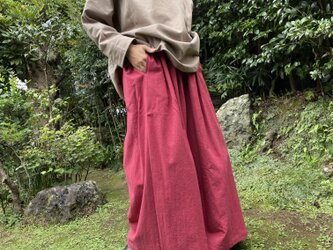 コットンリネンの幅広ワイドパンツの画像