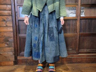 着物リメイク　古布　手作り　BORO ボロ　スカートの画像