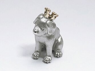 銀製品【ティアラドッグSmall】犬の小さい置物　TiaraDogスモール　プチオブジェ　シルバー＆K１０　ペア犬の画像