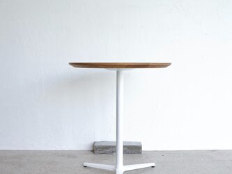 White steel/OAK無垢/直径60cm/カフェテーブル/丸テーブル/Round Table/オーク/ホワイトの画像