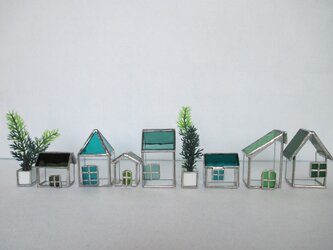 11　ガラスのおうち　ｽﾃﾝﾄﾞｸﾞﾗｽ　グリーン屋根の家　ミニハウスの画像