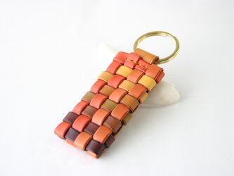 手染め革　風のキーホルダー　ダブルリングタイプ　19の画像