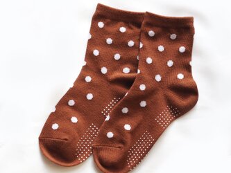 ショートソックスキッズL：19～21cm（シンプル水玉鹿ドット）子供用くつしたの画像