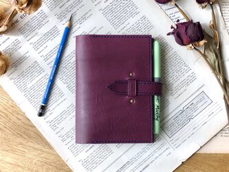 イタリア革の手帳カバー／A6サイズ／紫の画像
