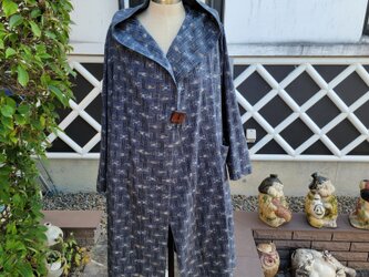 着物リメイク　古布　手作り　琉球紬　コートの画像