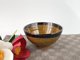 かぼちゃ色の飯茶碗　【飯碗　和 陶器　黄　茶】の画像