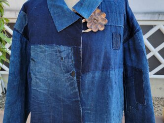 着物リメイク　古布　手作り　　BORO(襤褸)、のぼり　リバーシブルジャケットの画像