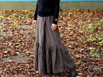 《秋の新作》ラップ風ロングスカート/チャコールグレーの画像