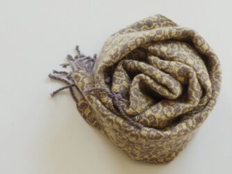 手織りカシミアマフラー・・イチョウの画像