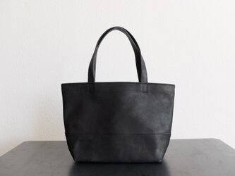 【在庫あり】レザートートバッグ black ＜S横長＞ 切替えありの画像