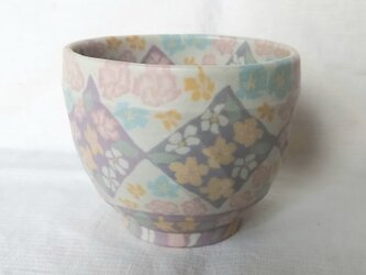 菱花文　紫　マット釉薬　茶碗の画像