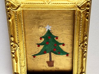 「クリスマスツリー」原画・油彩・絵画・壁掛け・独立スタンド付きの画像