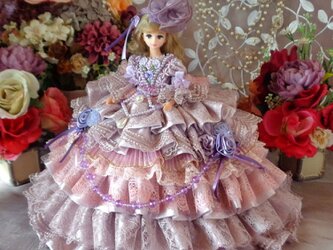 エリザベート王妃 麗しのラブリーローズ 13段フリルのアンティークモーブドールドレス豪華5点セットの画像