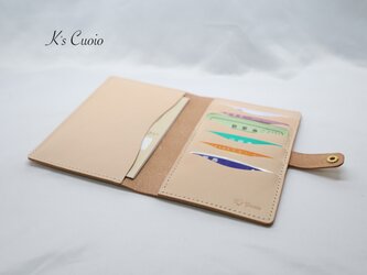 ヌメ革 手縫いのお薬手帳ケース（ナチュラル）の画像