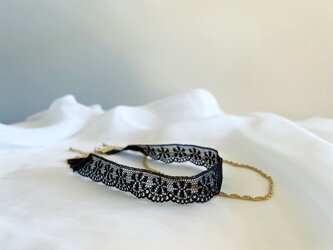 choker necklace　チョーカーネックレス　ネックレス　レースネックレス　ゴールドチェーンネックレス　２本セットの画像