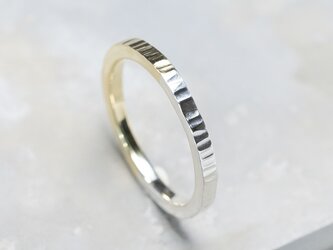 縦槌目 シルバー×真鍮バイカラーハーフシックフラットリング 2.0mm幅 VERTICAL｜SV×BS RING｜897の画像
