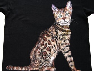 「美しいベンガル猫」Tシャツ　似顔絵 猫 ペット　お好きなポーズ・写真で♪　リアル描写　綿　名入れ　プレゼントの画像