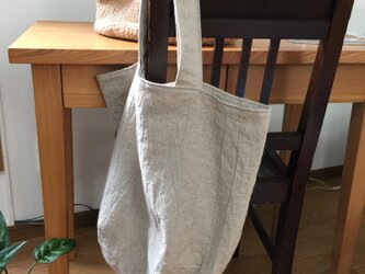 ベルギーリネンのシンプルトートバッグ　生成りの画像