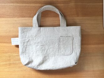 ベルギーリネンの小さいトートバッグ　生成りの画像