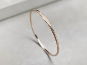 つや消し K18PGピンクゴールドワンポイント槌目プレーンリング 0.8mm幅 マット｜K18PG RING｜905の画像
