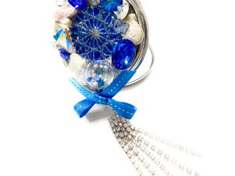 東京切子コンパクトミラー　ひまわり　Jewelry Box　青の画像