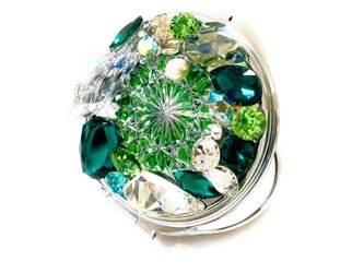 東京切子コンパクトミラー　ひまわり　Jewelry Box 緑の画像